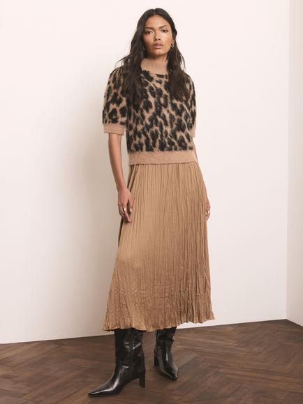 Mint Velvet  Animal Print Pleated Multi-Tasker Dress, Brown, Brown