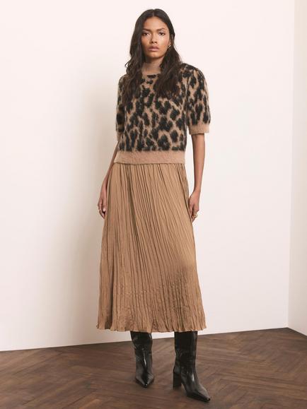 Mint Velvet  Animal Print Pleated Multi-Tasker Dress, Brown - view 2, Brown