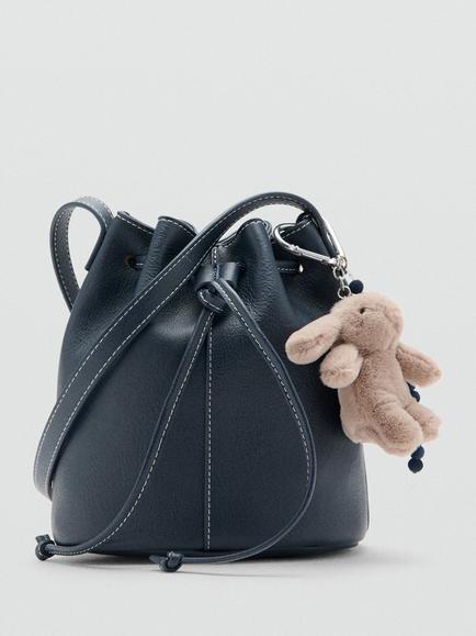 Mango Kids' Bolso Julie Drawstring Bucket Bag, Navy, Navy