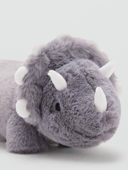 Mango Kids' Dinosaur Plush Pouch Bag, Grey - view 2, Grey