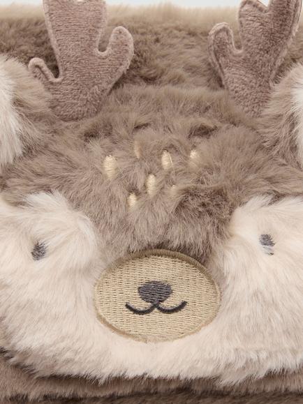 Mango Kids' Reindeer Plush Pouch Bag, Taupe - view 2, Taupe