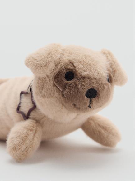 Mango Kids' Puppy Plush Pouch Bag, Sand - view 2, Sand