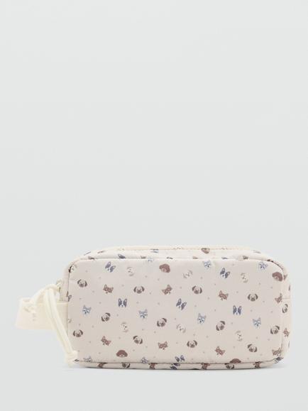 Mango Kids' Pet Print Cosmetic Pouch, Natural/Multi, Natural/Multi
