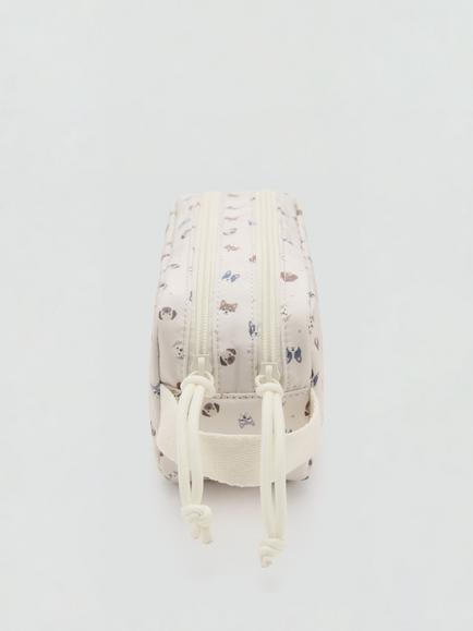 Mango Kids' Pet Print Cosmetic Pouch, Natural/Multi - view 2, Natural/Multi
