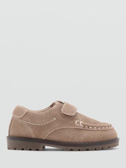 Mango Kids' Suede Round Toe Moccasins, Sand, Sand