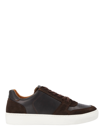 Dune London Tawly Leather Lace Up Trainers, Brown, Brown