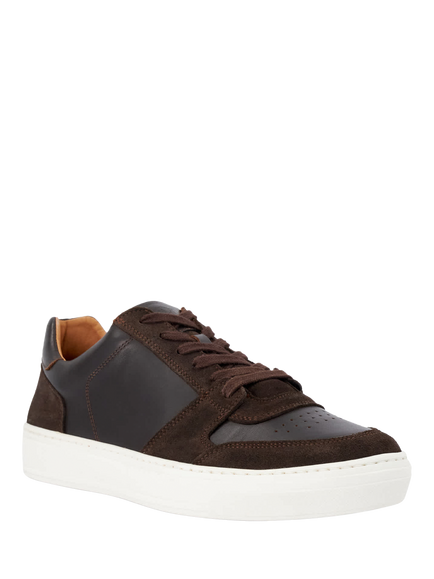 Dune London Tawly Leather Lace Up Trainers, Brown - view 2, Brown