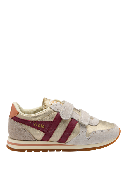 Gola Kids' Daytona Blaze Strap Trainers, Gold/Cerrise, Gold/Cerrise
