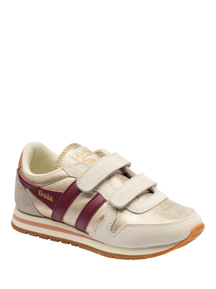 Gola Kids' Daytona Blaze Strap Trainers, Gold/Cerrise - view 2, Gold/Cerrise