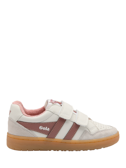 Gola Kids' Eagle Strap Trainers, Off White/Brown, Off White/Brown