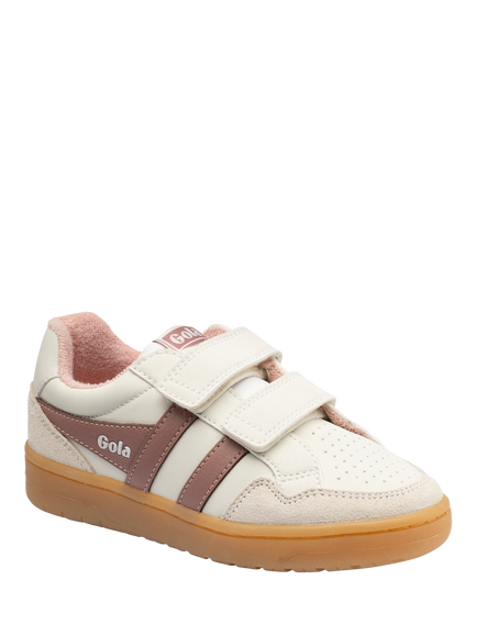 Gola Kids' Eagle Strap Trainers, Off White/Brown - view 2, Off White/Brown