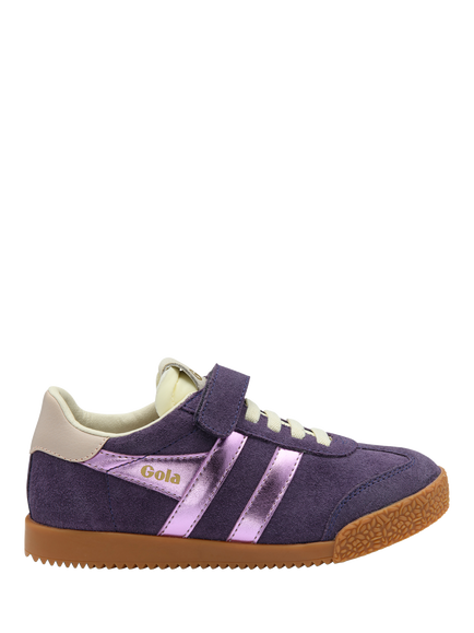 Gola Kids' Elan Glitz Strap Trainers, Plum/Lilac, Plum/Lilac