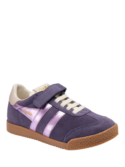 Gola Kids' Elan Glitz Strap Trainers, Plum/Lilac - view 2, Plum/Lilac