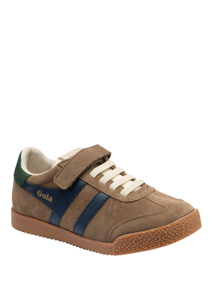 Gola Kids' Elan Strap Trainers, Tobacco/Navy - view 2, Tobacco/Navy
