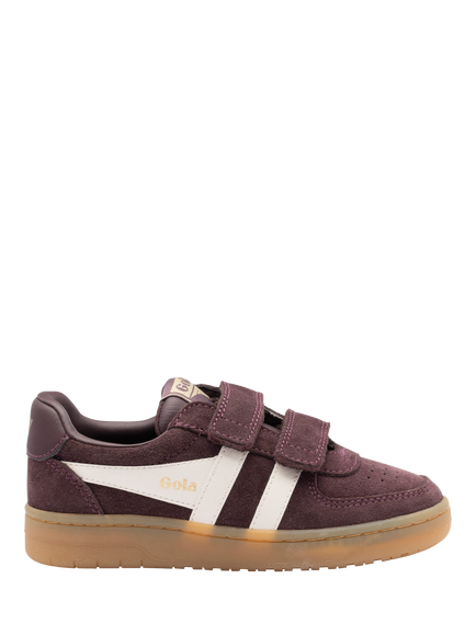 Gola Kids' Hawk Strap Suede Trainers, Cocoa/Off White, Cocoa/Off White