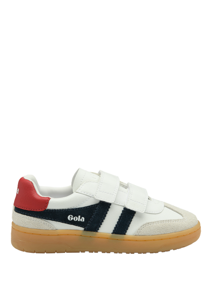 Gola Kids' Viper Pure Strap Trainers, White/Navy/Red, White/Navy/Red