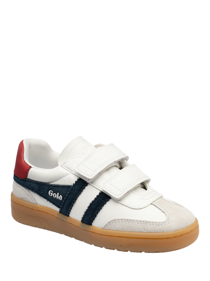 Gola Kids' Viper Pure Strap Trainers, White/Navy/Red - view 2, White/Navy/Red