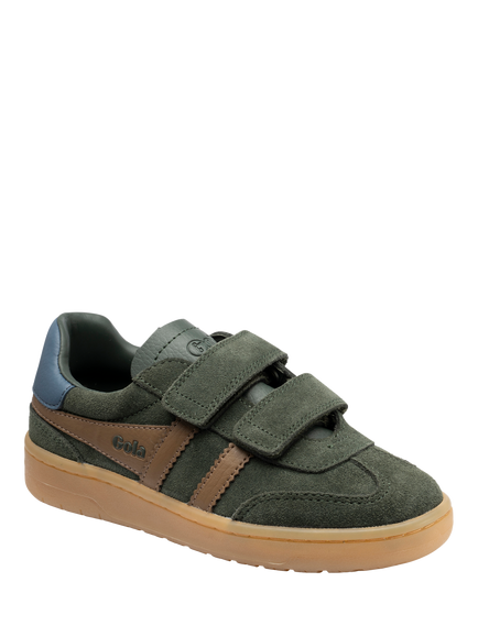 Gola Kids' Viper Strap Trainers, Khaki/Tobacco - view 2, Khaki/Tobacco