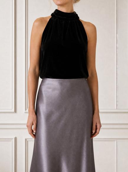 Aspiga Satin Slip Skirt, Mink - view 2, Mink