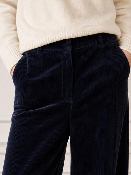 Aspiga High Rise Wide Leg Cord Trousers, Deep Navy - view 2, Deep Navy