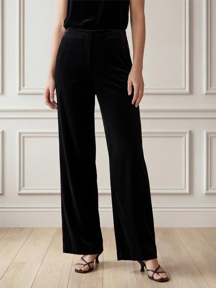 Aspiga Corelia Palazzo Velvet Trousers, Black, Black