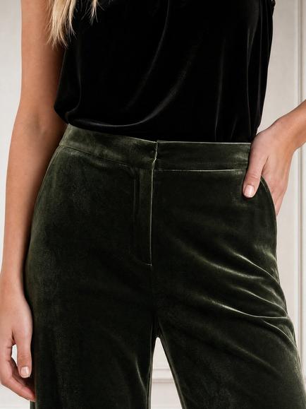 Aspiga Corelia Velvet Wide Leg Trousers, Dark Olive - view 2, Dark Olive