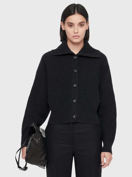 AllSaints Caron Pure Wool Funnel Neck Jumper, Navy, Navy
