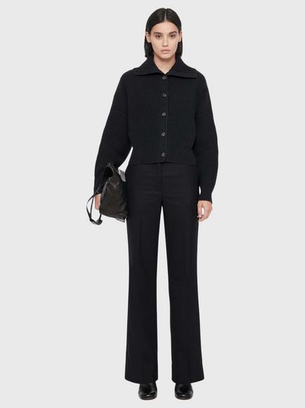 AllSaints Caron Pure Wool Funnel Neck Jumper, Navy - view 2, Navy