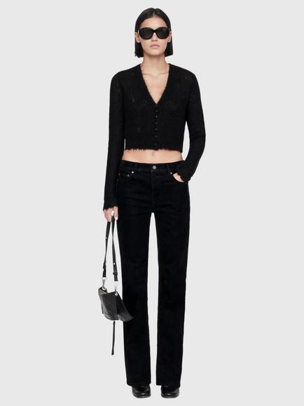AllSaints Mabel Cropped V-Neck Cardigan - view 2, Black