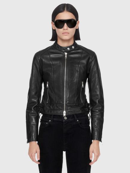 AllSaints Comet Slim Fit Leather Jacket, Black, Black