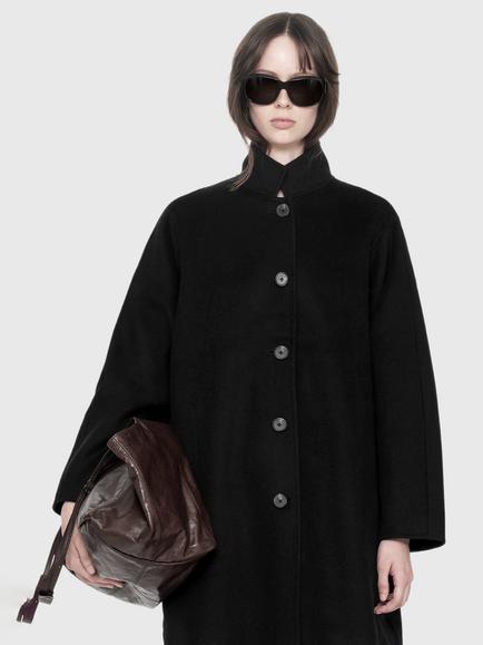 AllSaints Effie Button Through Stand Collar Coat, Black