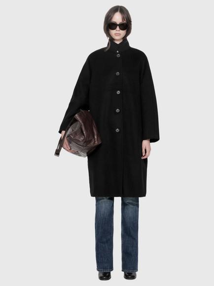 AllSaints Effie Button Through Stand Collar Coat - view 2, Black