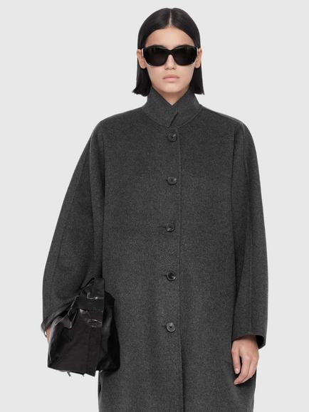 AllSaints Effie Wool Rich Longline Coat, Grey, Grey