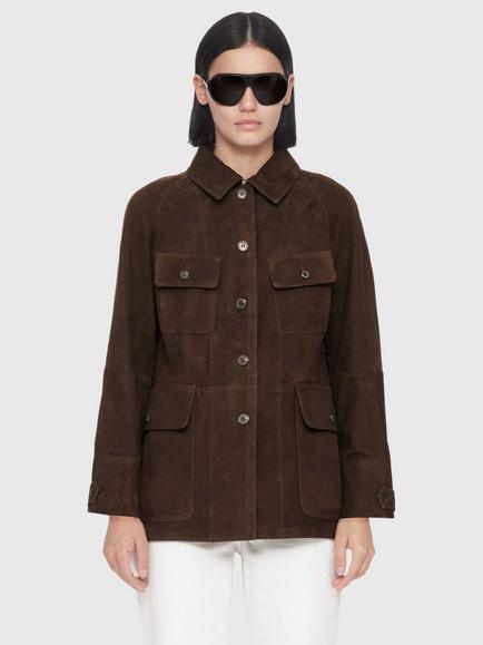 AllSaints Roiya Suede Jacket, Brown Mid, Brown Mid