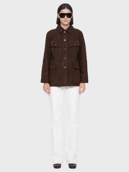 AllSaints Roiya Suede Jacket, Brown Mid - view 2, Brown Mid
