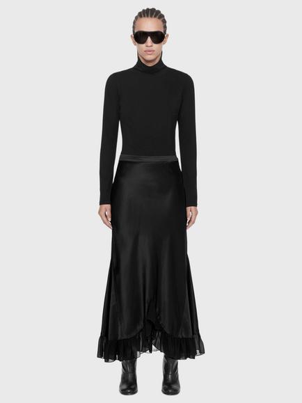 AllSaints Irma Ruffle Hem Slip Skirt containing LENZING™ ECOVERO™ Viscose - view 2, Black