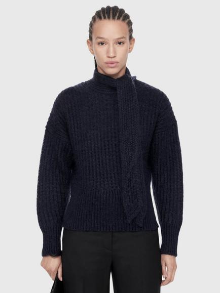 AllSaints Etty Tie Neck Jumper, Navy