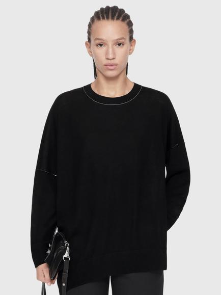 AllSaints Martel Wool Asymmetric Hem Jumper, Black