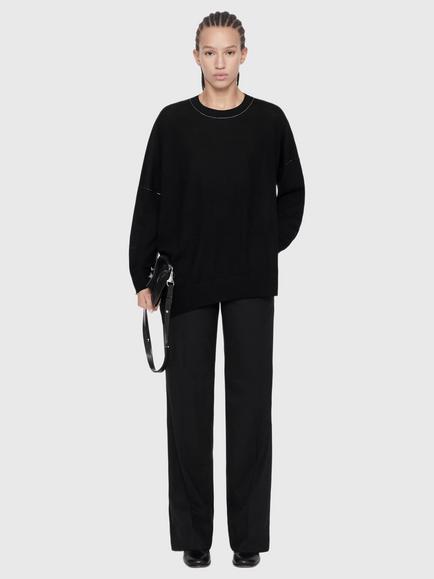 AllSaints Martel Wool Asymmetric Hem Jumper - view 2, Black