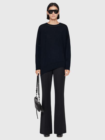 AllSaints Martel Wool Asymmetric Hem Jumper - view 2, Blue Navy
