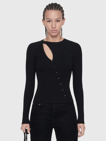 AllSaints Cruz Button Through Top containing LENZING™ ECOVERO™ Viscose, Black
