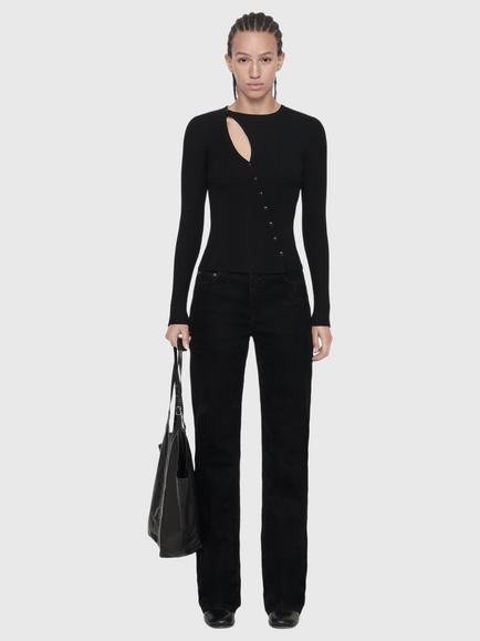 AllSaints Cruz Button Through Top containing LENZING™ ECOVERO™ Viscose - view 2, Black
