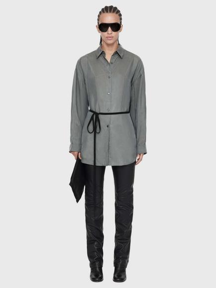 AllSaints Ilana Oversized Shirt containing LENZING™ ECOVERO™ Viscose, Shadow Grey - view 2, Shadow Grey