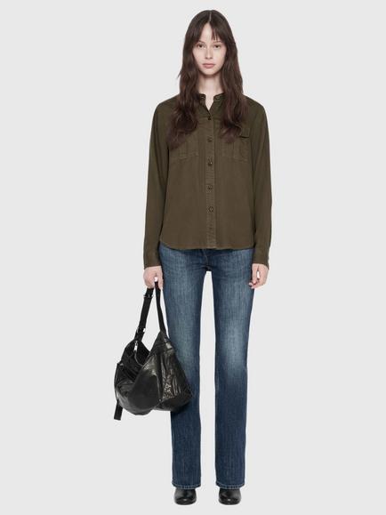 AllSaints Tess Military Shirt containing TENCEL™ Lyocell, Brown Mid - view 2, Brown Mid