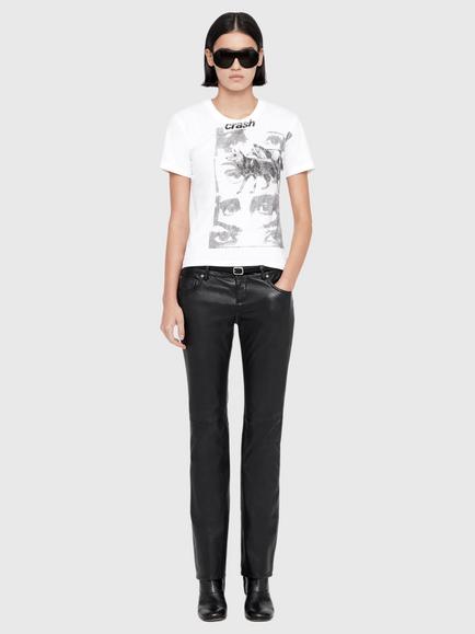 AllSaints Riella Leather Bootcut Trousers, Black - view 2, Black