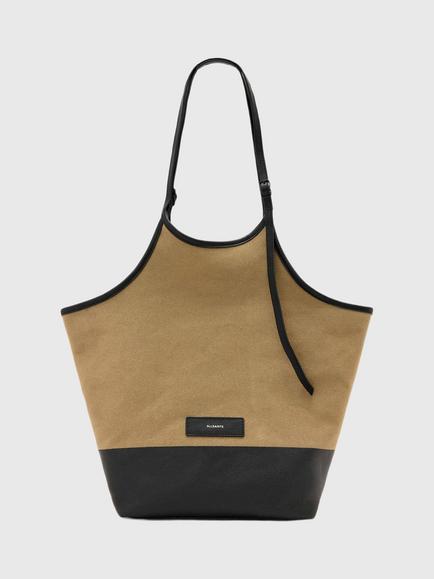 AllSaints Siloh Cotton Canvas Tote Bag, Sand, Sand