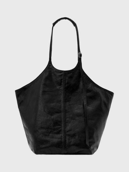 AllSaints Siloh Overspill Leather Tote Bag, Black, Black