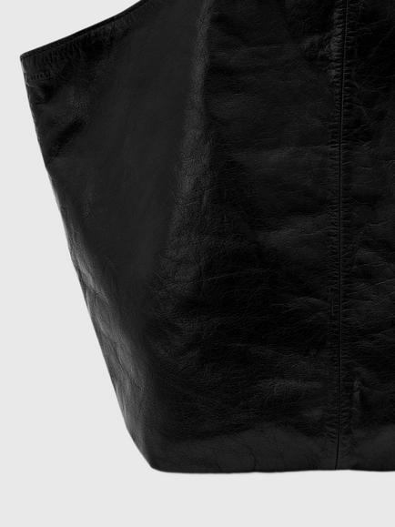 AllSaints Siloh Overspill Leather Tote Bag, Black - view 2, Black