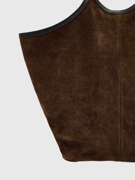 AllSaints Siloh Overspill Suede Tote Bag, Green Khaki - view 2, Green Khaki