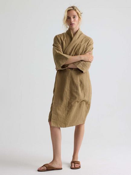 Pretty You London Long Relaxed Linen Robe, Overland Trek